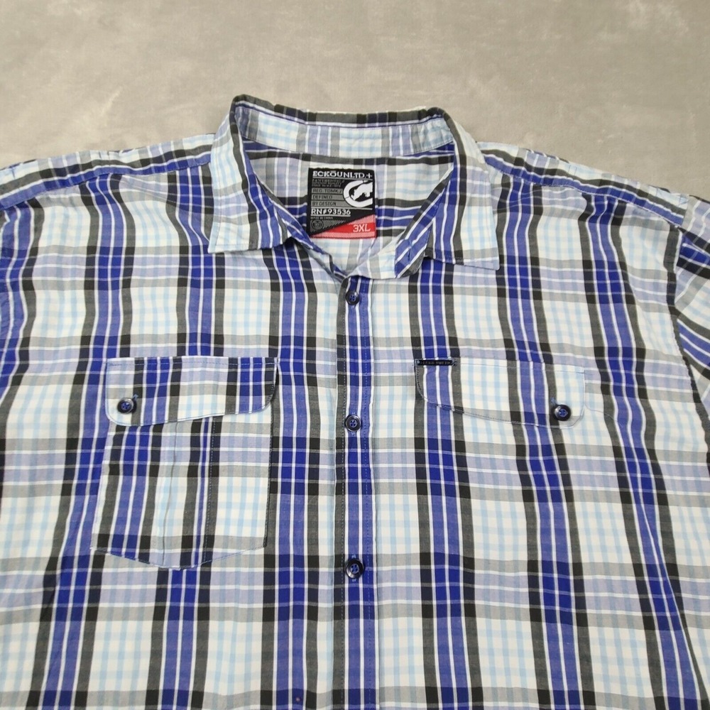 Ecko Unltd Plaid Button Down Shirt Long Sleeve Casual 3XL - Picture 2 of 14